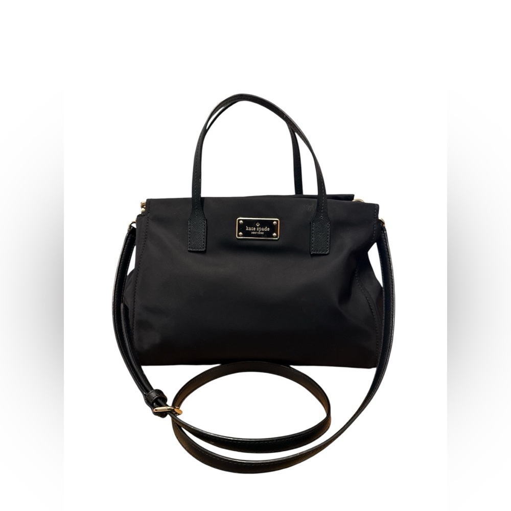 kate spade Black Nylon Satchel with Gold Plaque